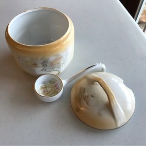 Vintage Zen, Scherzer + Co Bavaria Porcelain Sugar Sauce Dish Matching Ladle